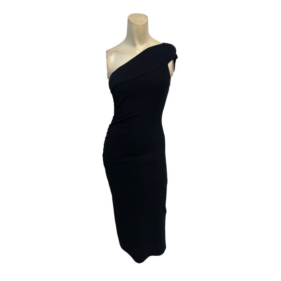 VICTOR GLEMAUD Black One-Shoulder Ruched Jersey Midi Dress Gown Size XS - Picture 3 of 7